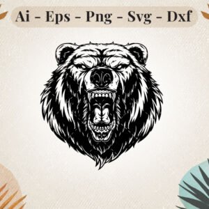 Ferocious Bear Head SVG Design
