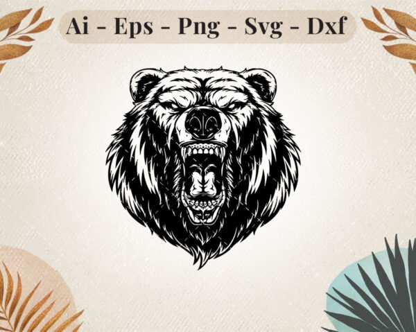 Ferocious Bear Head SVG Design