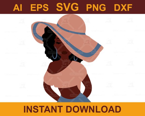 Stylish Girl with Floppy Hat SVG Design