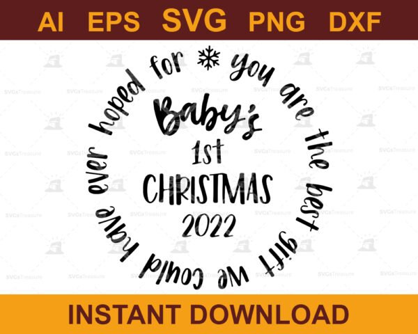 Baby's First Christmas 2022 Holiday SVG Design for Keepsakes