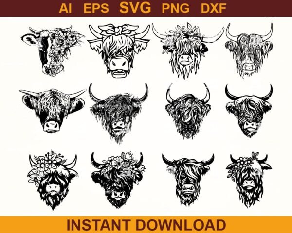 Highland Cow SVG Bundle