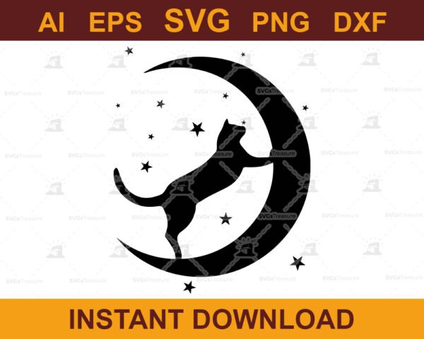 Cat Over the Moon SVG Design