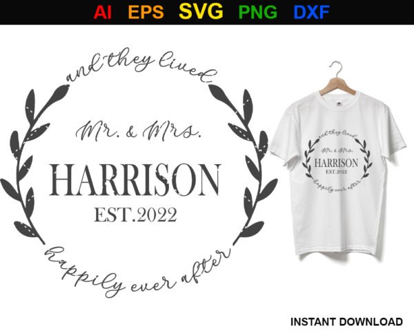 And They Lived Happily Ever After Wedding SVG Design