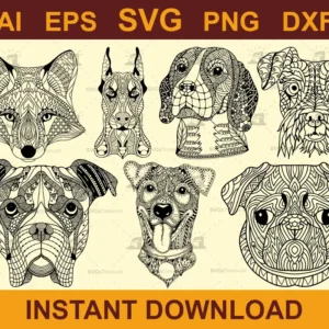 Intricate Dog and Animal Face SVG Bundle