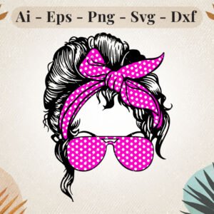 messy-bun-polka-dot-purple-svg