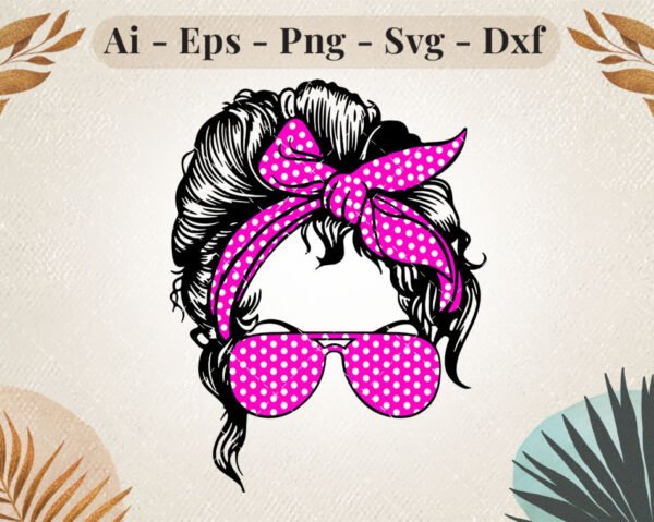 messy-bun-polka-dot-purple-svg