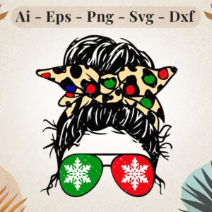 Messy Bun Christmas Snowflake SVG Design