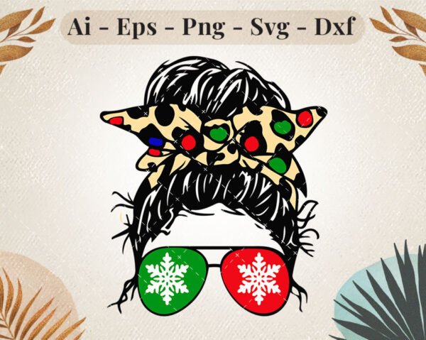 Messy Bun Christmas Snowflake SVG Design