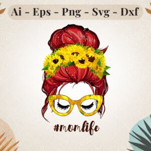 momlife-sunflower-hair-bun-svg-design
