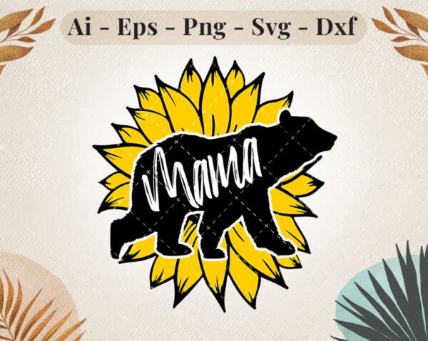 mama-bear-sunflower-svg-design