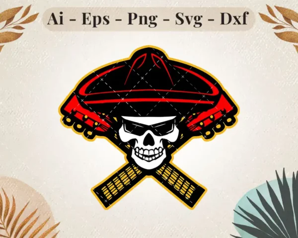 mexican-skull-guitar-svg