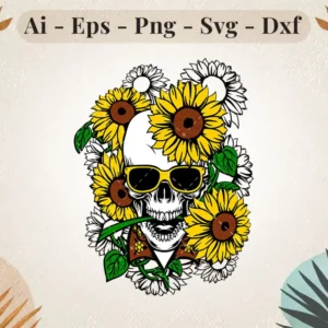 sunflower-skull-svg-design